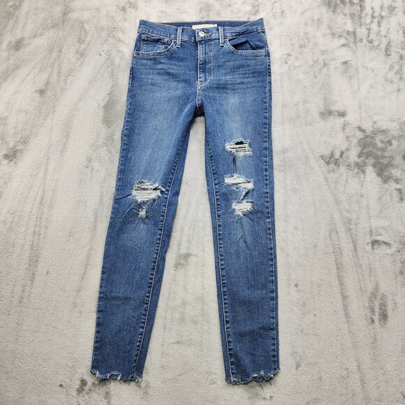 Levi's Denim - Levi's Jeans Women 28 Blue 720 High Rise Super Skinny Distressed Raw Hem Stretch